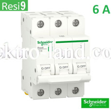 Автоматический выключатель 3Р 6А, C, 6кА, Schneider Electric RESI9 (R9F12306)